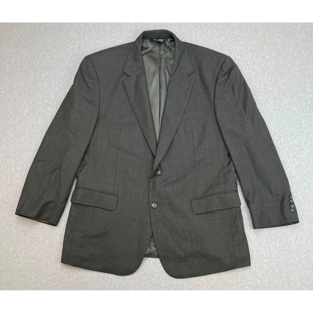Jos A Bank Blazer Mens‎ 46R Plaid 100% Wool 2-Button Single Breast Lined